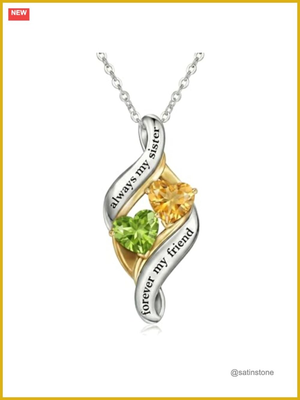 18K White Gold Plated Birthstone Pendant Necklace for Women